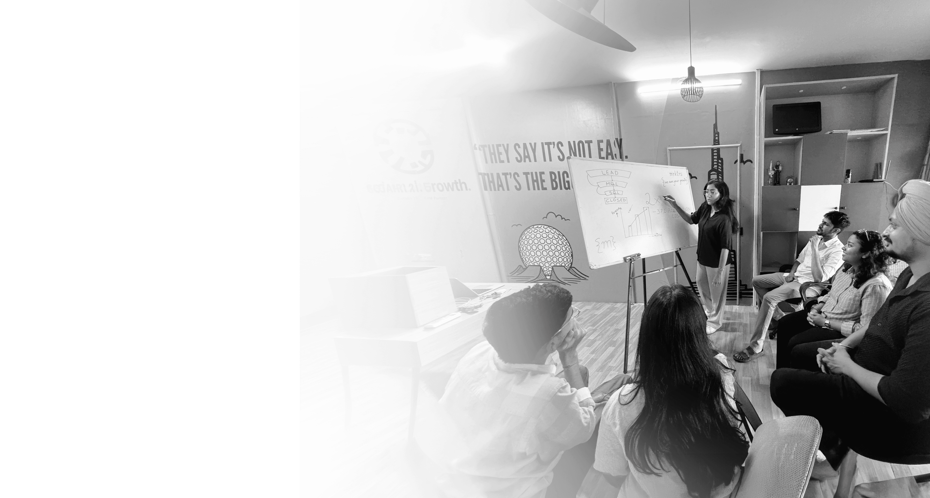 Team collaborating in office